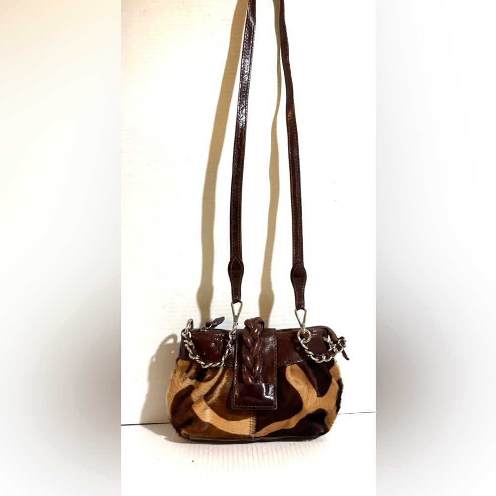 Brown Haircalf & Leather Crossbody Bag